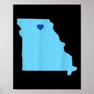Blauw hart in de staat Missouri Poster