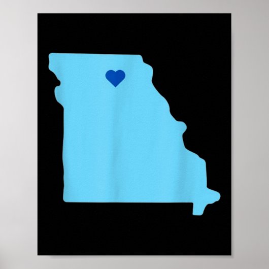 Blauw hart in de staat Missouri Poster (Voorkant)