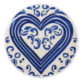 Blauw hart in Delf Pottery Painting Style Nederlan Keramische Knop (Voorkant)