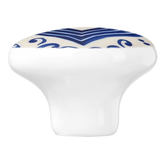 Blauw hart in Delf Pottery Painting Style Nederlan Keramische Knop (Zijkant)