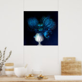 Blauw hart in zwart poster (Keuken)