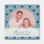 Blauw hart ingelijst: Memorial: Afbeelding magneet (Voorkant)