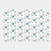 Blauw Hart Inpakpapier Plat Vellen Set van 3 (Voorkant)