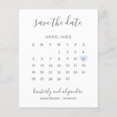 Blauw Hart Kalender Budget Trouwdatum Opslaan (Voorkant)