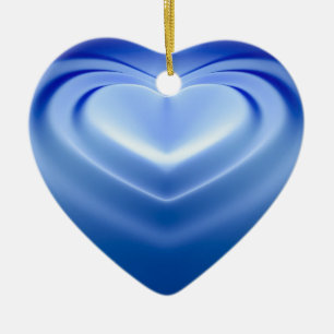 Blauw hart keramisch ornament