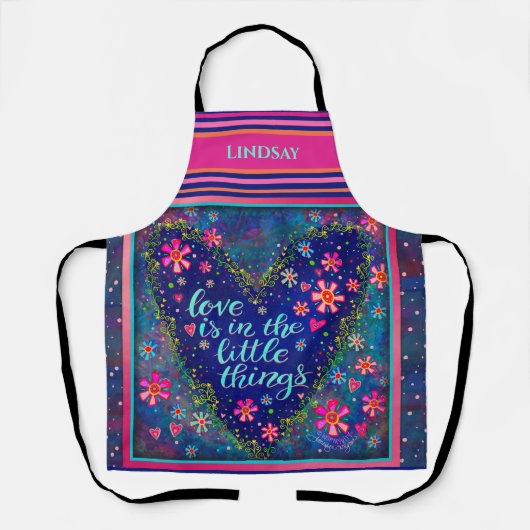 Blauw hart Liefde Quote Custom Inspirivity Schort (Voorkant)