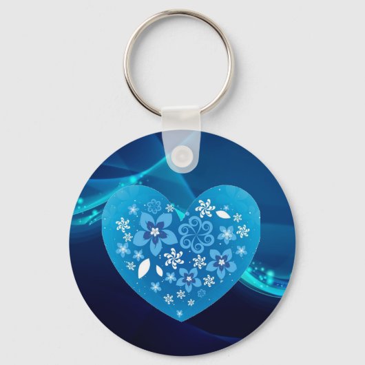 Blauw hart liefde sleutelhanger (Voorkant)
