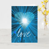 Blauw Hart 'Liefde' 'Uw Tekst' wenskaart Kaart (Gele Bloem)