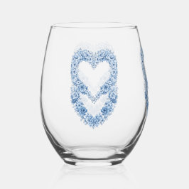 Blauw Hart Lijst Drinkware Set Wijnglas Zonder Voet
