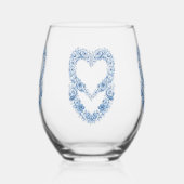 Blauw Hart Lijst Drinkware Set Wijnglas Zonder Voet (Links)