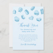 Blauw Hart Macaron Jongen Baby shower Bedankkaart (Voorkant)