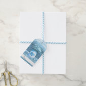 Blauw Hart Mason Pot & Baby's Breath Rustic Cadeaulabel (Met Touw)
