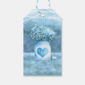 Blauw Hart Mason Pot & Baby's Breath Rustic Cadeaulabel (Achterkant)