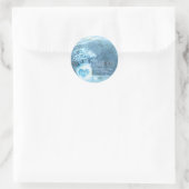 Blauw Hart Mason Pot & Baby's Breath Trouw Geschen Ronde Sticker (Tas)