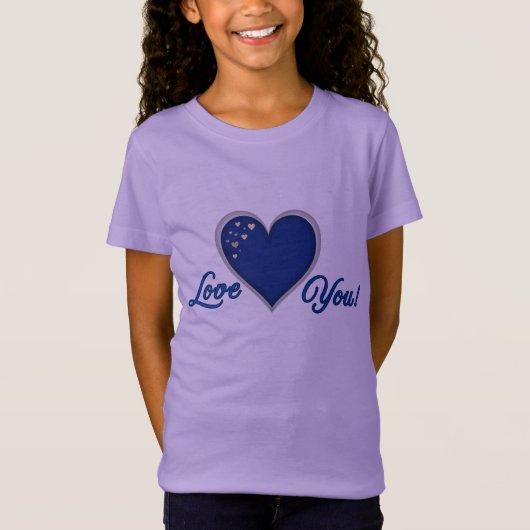 Blauw Hart Meisjes Trui T-shirt (Voorkant)