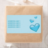 Blauw hart met aangepaste tekst etiket (Insitu)