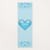 Blauw hart met aangepaste tekst yogamat (Voorkant)