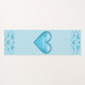 Blauw hart met aangepaste tekst yogamat (Voorkant (horizontaal))