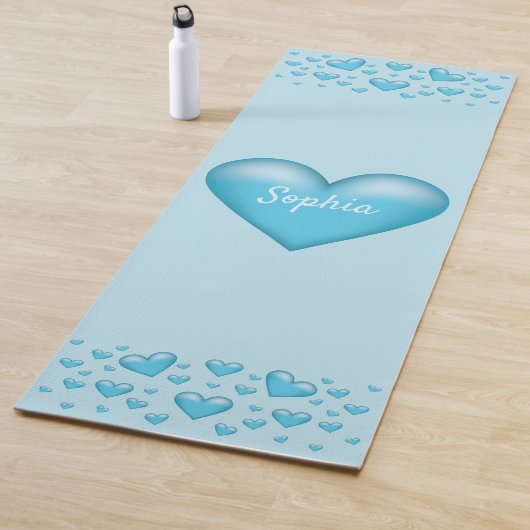 Blauw hart met aangepaste tekst yogamat (In situ)