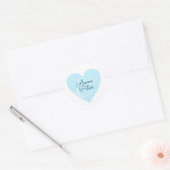 blauw hart met een paar namen , huwelijksliefde ronde sticker (Envelop)