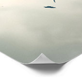 Blauw hart met rode bloemen poster (Hoek)