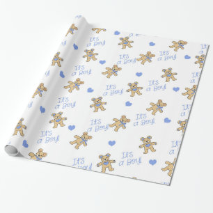 Blauw hart met Teddy Bears Cadeaupapier