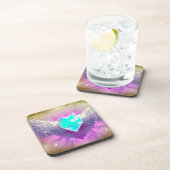 Blauw hart met vleugels bier onderzetter (Rechterzijde)