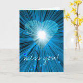 Blauw hart "Miss You!" groetkaart Kaart (Gele Bloem)