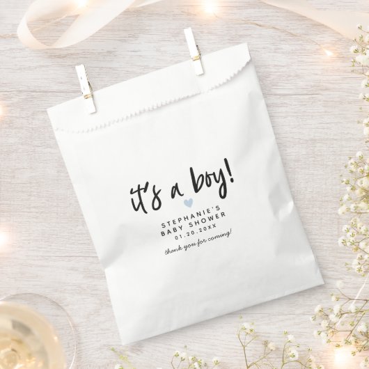 Blauw Hart Modern Baby shower Bedankzakje (Geknipt)