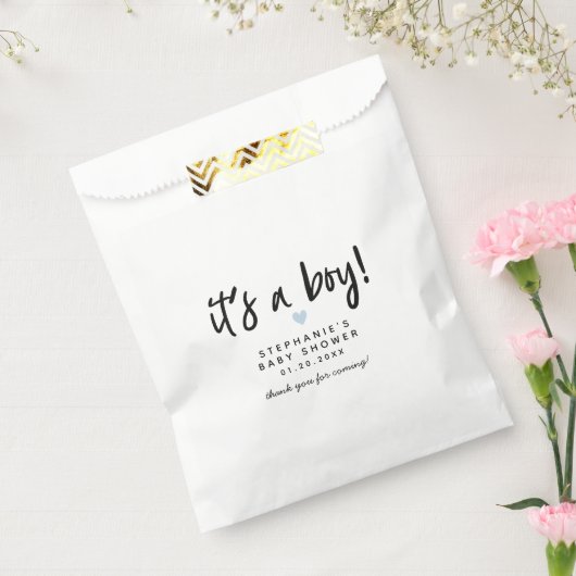 Blauw Hart Modern Baby shower Bedankzakje (Gezegeld)