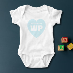 Blauw Hart Monogram Pasgeboren Outfit Custom Romper