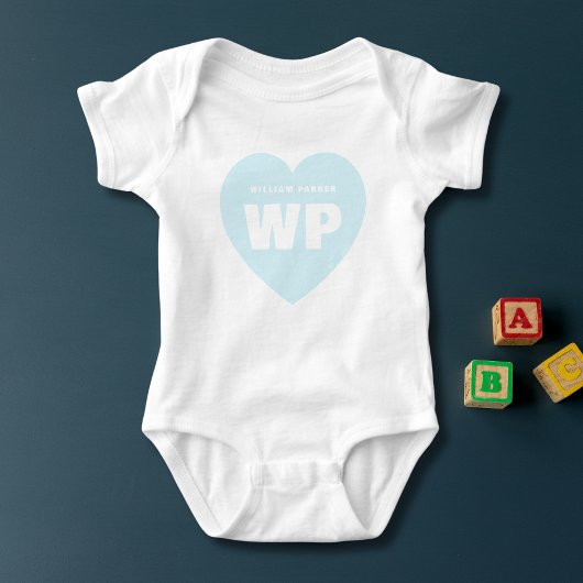 Blauw Hart Monogram Pasgeboren Outfit Custom Romper