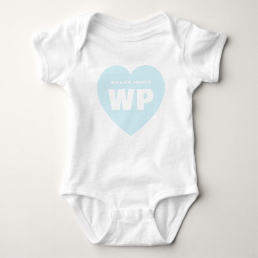 Blauw Hart Monogram Pasgeboren Outfit Custom Romper (Voorkant)