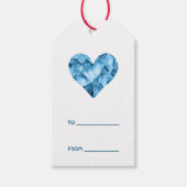 Blauw hart 'naar' 'van' tekst cadeaulabel (Voorkant)