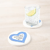 Blauw hart omlijn zandsteen onderzetter (Zijkant)
