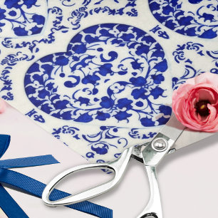 Blauw hart op keramiek - 6 tegel - Ontkoppelde amb Tissuepapier