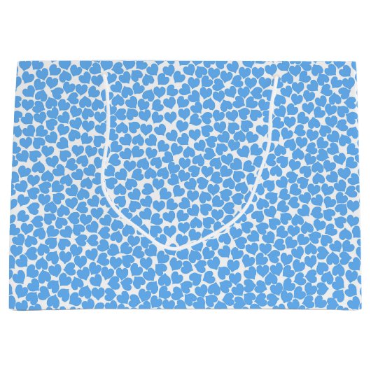 Blauw hart op wit groot cadeauzakje (Voorkant)