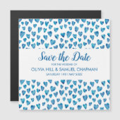 Blauw hart Opslaan Datum magneet (Voorkant / Achterkant)