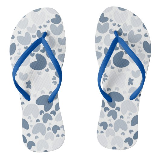 Blauw hart Paar Teenslippers (Voetbed)