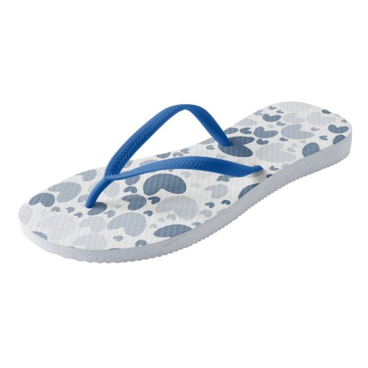 Blauw hart Paar Teenslippers (Schuin)
