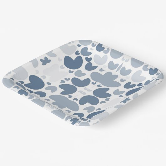 Blauw hart Papier Bord (Gebogen)