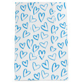 Blauw Hart Patroon Midden Geschenkzak Medium Cadeauzakje (Achterkant)