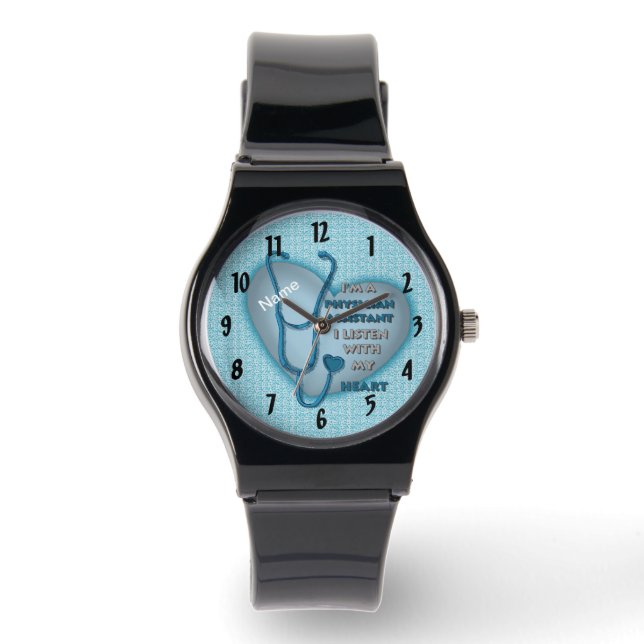 Blauw Hart Physician Assistant  Horloge (Voorkant)