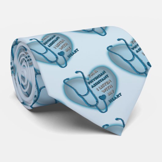 Blauw Hart Physician Assistant Stropdas (Opgerold)