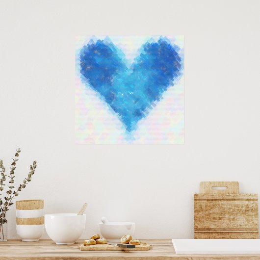 Blauw hart poster (Keuken)