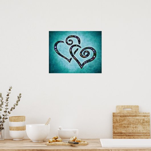 Blauw hart Poster (Keuken)