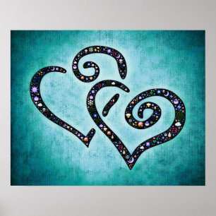 Blauw hart Poster