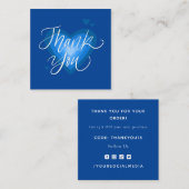  blauw hart Romantic Dank u voor Valentijnsdag Vierkante Visitekaartje (Voorkant / Achterkant)