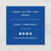  blauw hart Romantic Dank u voor Valentijnsdag Vierkante Visitekaartje (Achterkant)