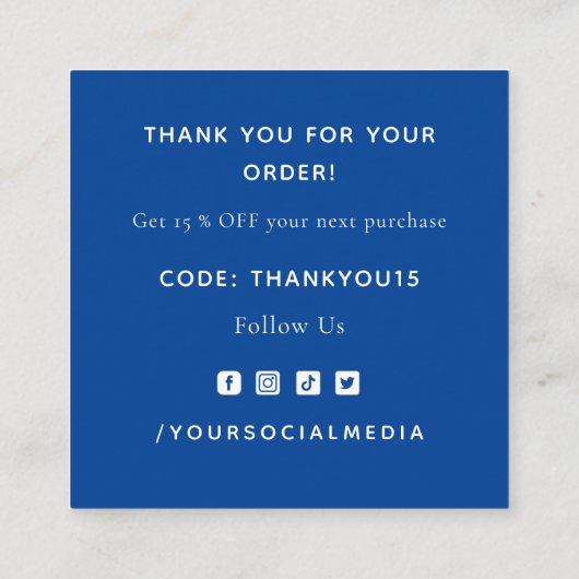  blauw hart Romantic Dank u voor Valentijnsdag Vierkante Visitekaartje (Achterkant)